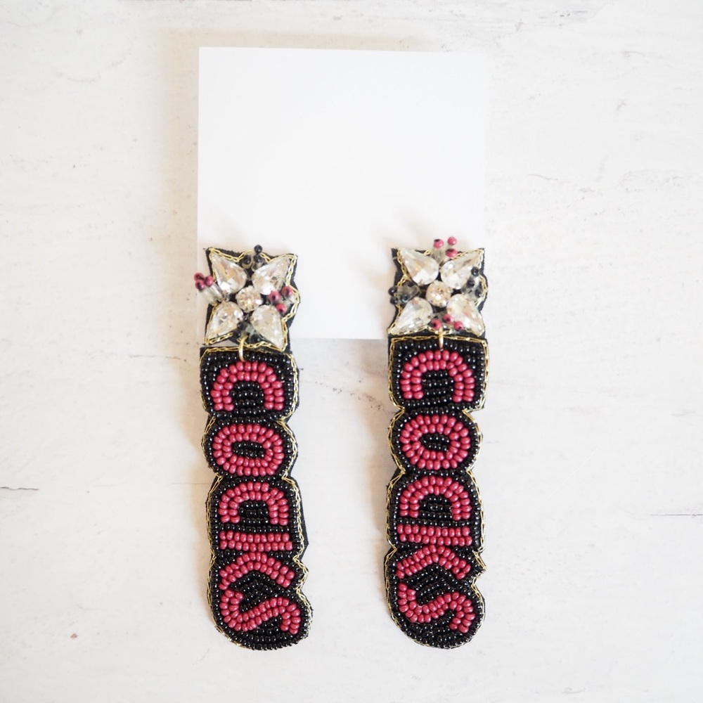 Beaded South Carolina Gamecocks Go Cocks Collegiate Game Day Earrings